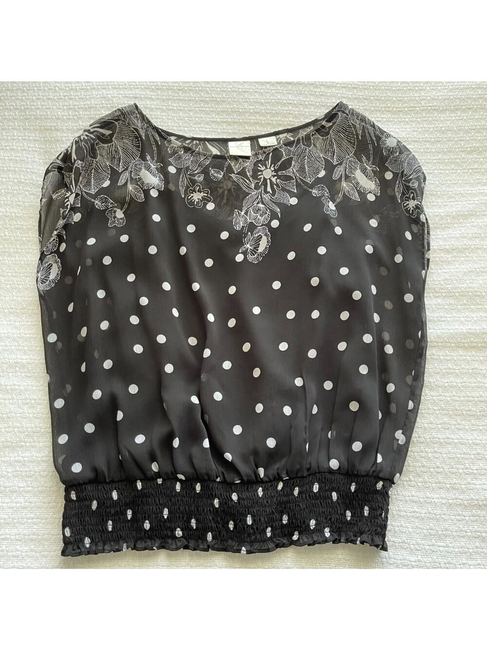 L Emma James Sleeveless Floral Blouse with Gathered Elastic Waist